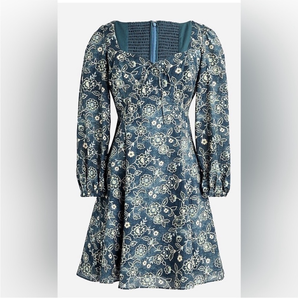 Jcrew Sweetheart long-sleeve mini dress in vintage vines